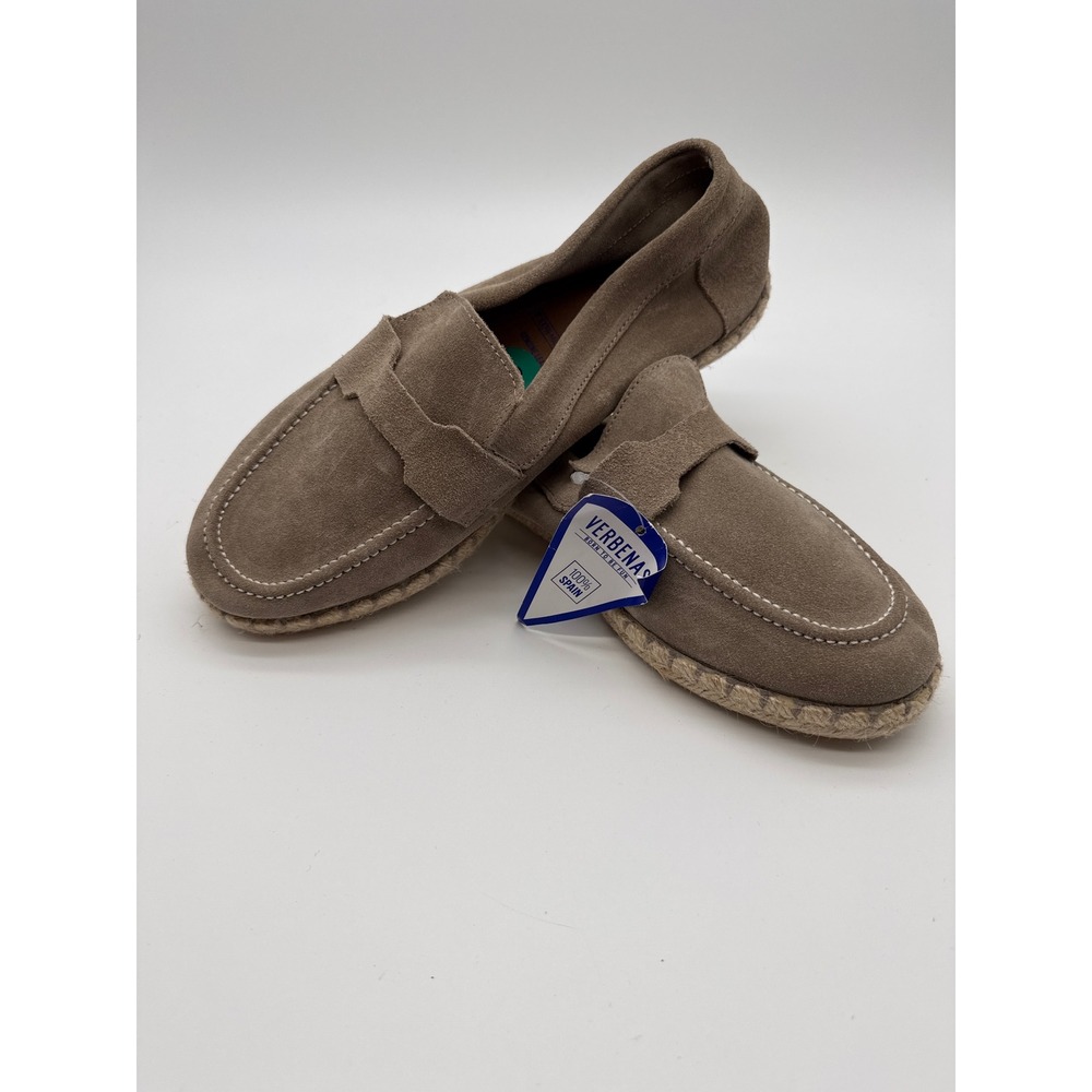 Verbenas Clara Taupe Suede Espadrille Loafers Made in Spain Womens Size 8 New